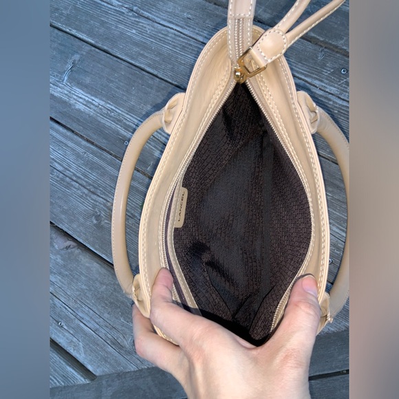 Vintage LANCEL Authentic Smooth Leather Tan Camel Medium Tote Top Handle Purse - Picture 7 of 16